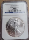 2009 American Silver Eagle NGC MS69 Early Release Blue Label