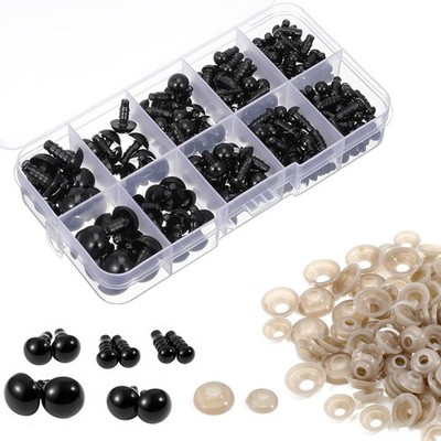 Sicherheitsaugen für Häkeltiere 5-12mm, 400 Stück Kunststoff-Sicherheitsaugen mi