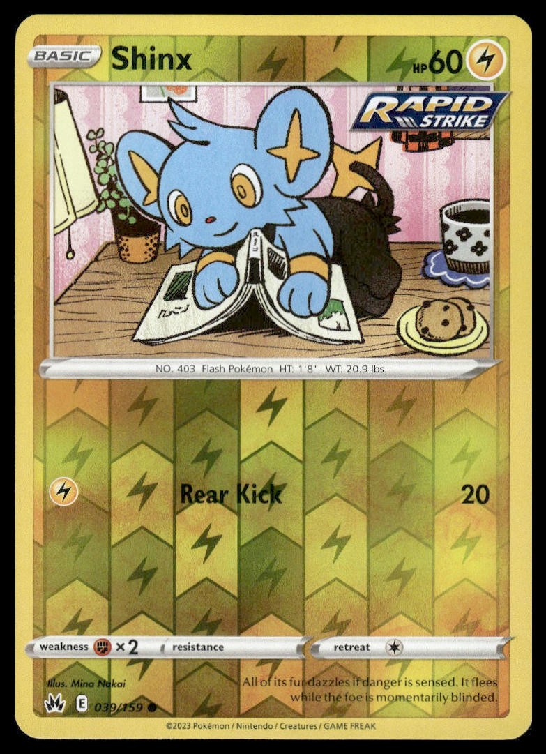 Shinx (39) 039/159 Reverse Holo Crown Zenith Pokemon TCG NM