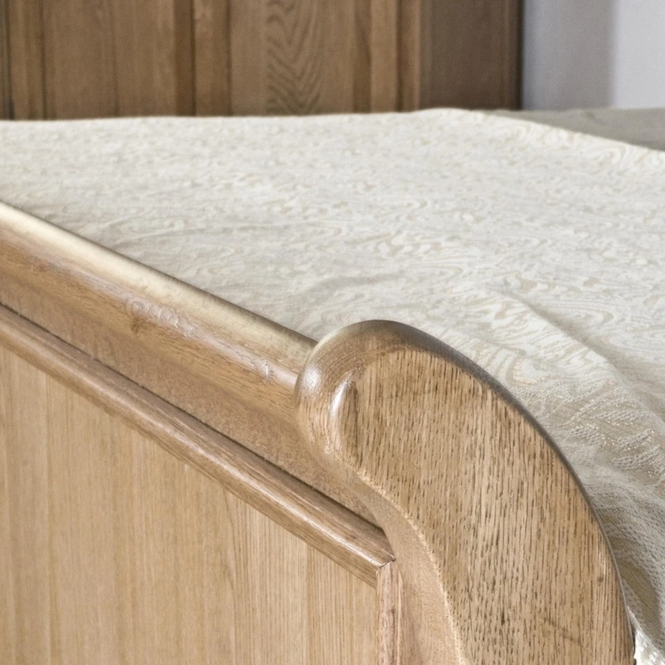 Marseille Solid Oak Bedroom Furniture 6' Super King Size Sleigh Bed - Image 3 of 4