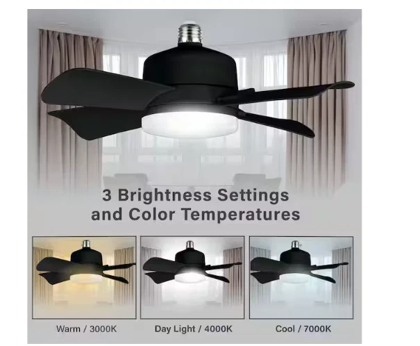 Bell + Howell 15.7" Matte Black Ceiling Fan Remote RGB CCT LED Light Socket - Image 3 of 4