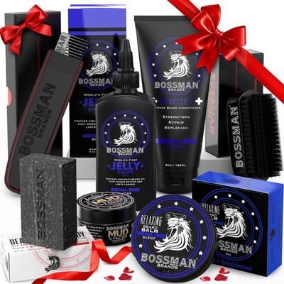Big Boss Beard Care Kit for Men - 7 Piece Beard Grooming Kit with Jelly Beard...