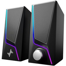 Computer Speakers, PC Speakers with 6 Lighting Modes, USB Powered Computer Sp...