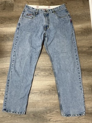 Vintage Coca-Cola Jeans Mens 32x33 Light Wash Blue Button Fly 90s Grunge Work