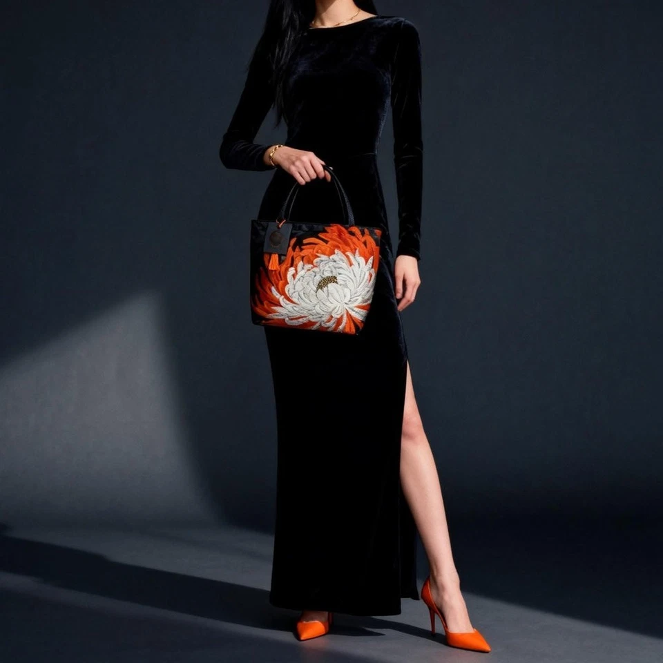 Bolsa Obi Kimono 100% Seda Única – Bolsa Tote Artesanal Japonesa Upcycled - Imagem 2 de 4