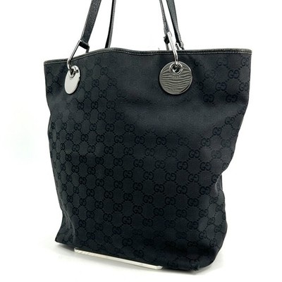 バッグ Gucci GG Canvas Tote Bag Black Vintage GUCCI GG Canvas Tote Bag Black Round Hardware Shoulder Italy
