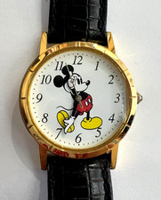 DISNEY LORUS MICKEY MOUSE MOVING HANDS LEATHER BAND WATCH