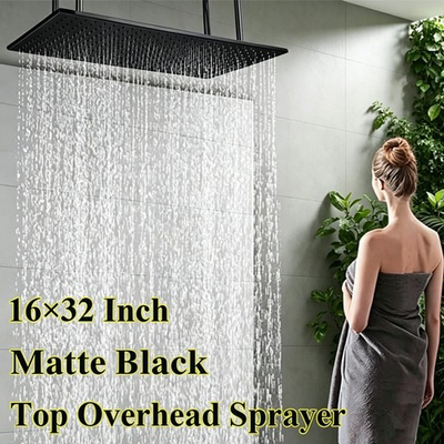 #ad #ad Luxury 16x32quot;Shower Head Large Rainfall High Pressure Top Overhead Sprayer Black $99.00