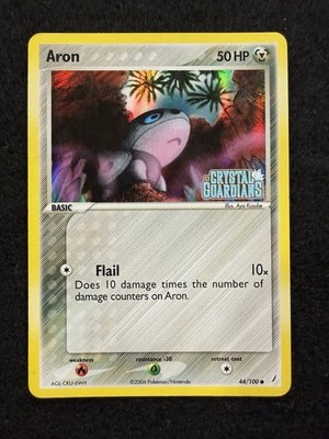 Pokemon Aron Reverse Holo Stamped 44/100 EX Crystal Guardians in LP- condition!
