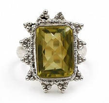 3CT Natural Lemon Topaz 925 Solid Sterling Silver Ring Sz 7 B20-6