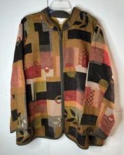 CJ Banks Women's Size 3X  Multicolor Patchwork Full Zip Jacket Long Sleeve