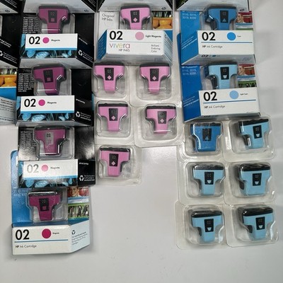 HP Genuine 02 Printer Ink - Lot 24 Yellow / Lt Magenta / Magenta/ Lt Cyan / Cyan