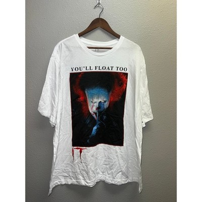Pennywise It Shirt You'll Float Too IT Movie TV Derry Graphic Halloween Tee 3XL