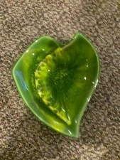 Vintage Retro California Pottery Green Swirl Mid Century Table Ashtray 