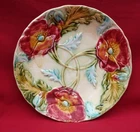 French Majolica Peony Plate Onnaing Art Nouveau 1900's