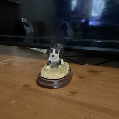 Black&White Border Collie Hund Resin Figur 