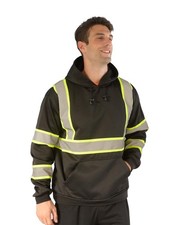 Class 3 Hi-Vis Hoodie for Men, Reflective Safety Sweatshirt, Black High Visib...