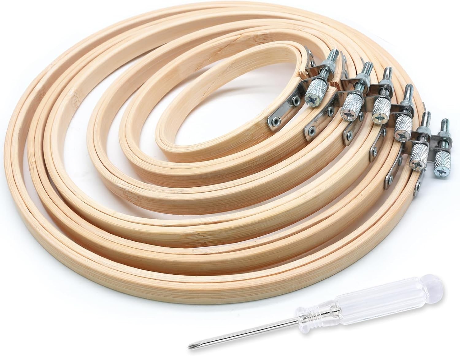 Hoops Set, Round Wood Embroidery Hoops, Adjustable Bamboo Circl