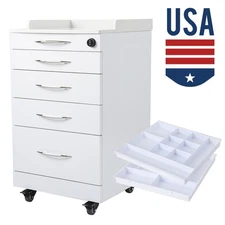 Dental Quartz stainless steel Rolling Cart Mobile Storage Cabinet with 4 Drawers