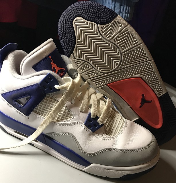 Air Jordan 4 Retro GS Deep Royal Blue White HYPER Orange 487724-132 US 5 for sale online | eBay