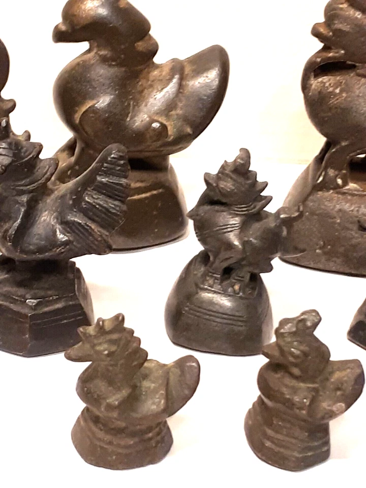 9 Relatively Rare Antique 19th century Burmese Opium Weights, - Image 3 of 4