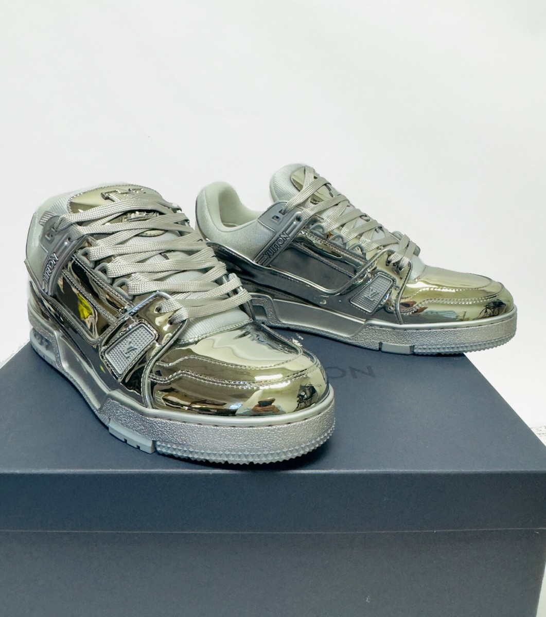 LOUIS VUITTON Silver Mirror LV Trainer Sneaker Virgil Abloh LOUIS VUITTON Silver Mirror LV Trainer Sneaker Virgil Abloh