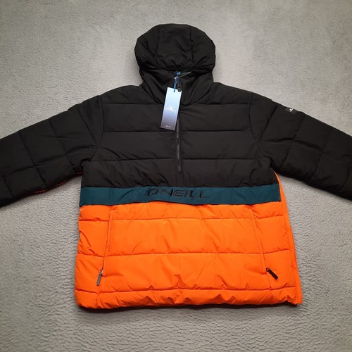 ONeill Blue Originals Snow Ski Anorak Jacket Men XL Black Orange Puffer Coat - Picture 3 of 13