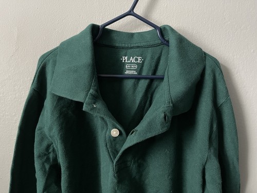 TCP Kids Boys Solid Green 100% Cotton Classic Long Sleeve Polo Shirt Green Large - Picture 4 of 7