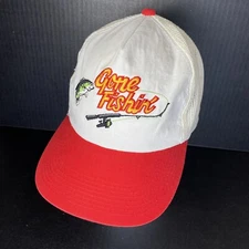 Vintage 80s Gone Fishin' Snapback Mesh Trucker Hat MMB Headwear USA Bass Fishing