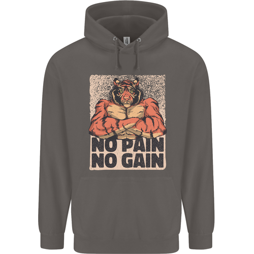 Felpa con cappuccio uomo allenamento Gym Tiger No Pain No Gain 80% cotone - Foto 4 di 29
