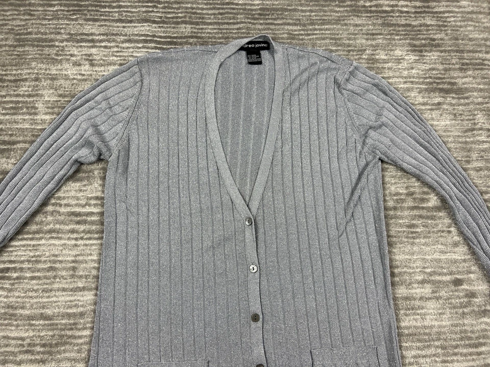 Винтажный женский свитер Andrea Jovine большой серый кардиган с карманами на пуговицах - Изображение 2 из 4
