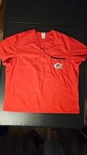 Cincinnati Reds Mens L Red Medical Scrubs Shirt Mr. Redlegs MLB