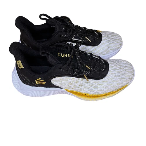 Under Armour Curry 9 Flow Close It Out Sz M12.5/W14 White Gold Black 3025684-103