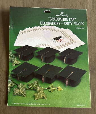 Vintage Hallmark Graduation Cap Press Out Party Decorations NEW NOS