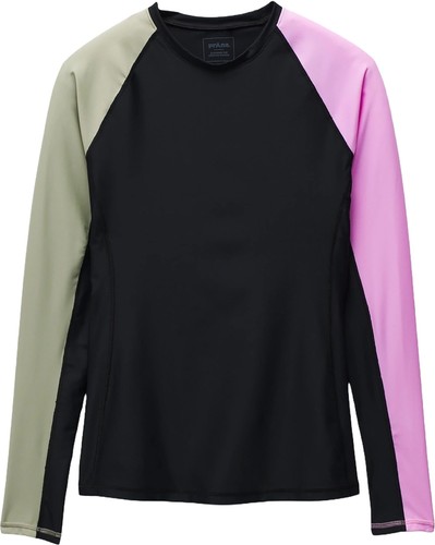 PrAna Swim Damen klein schwarz Farbblock Baja gebunden Langarm Rashguard Neu mit Etikett