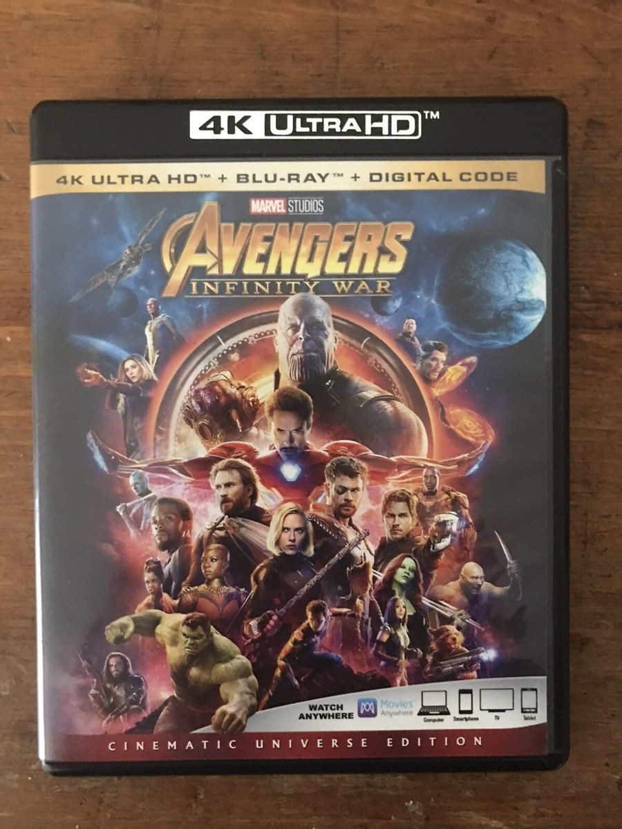 Avengers Infinity War 4K Ultra HD Blu Ray Digital Code Used