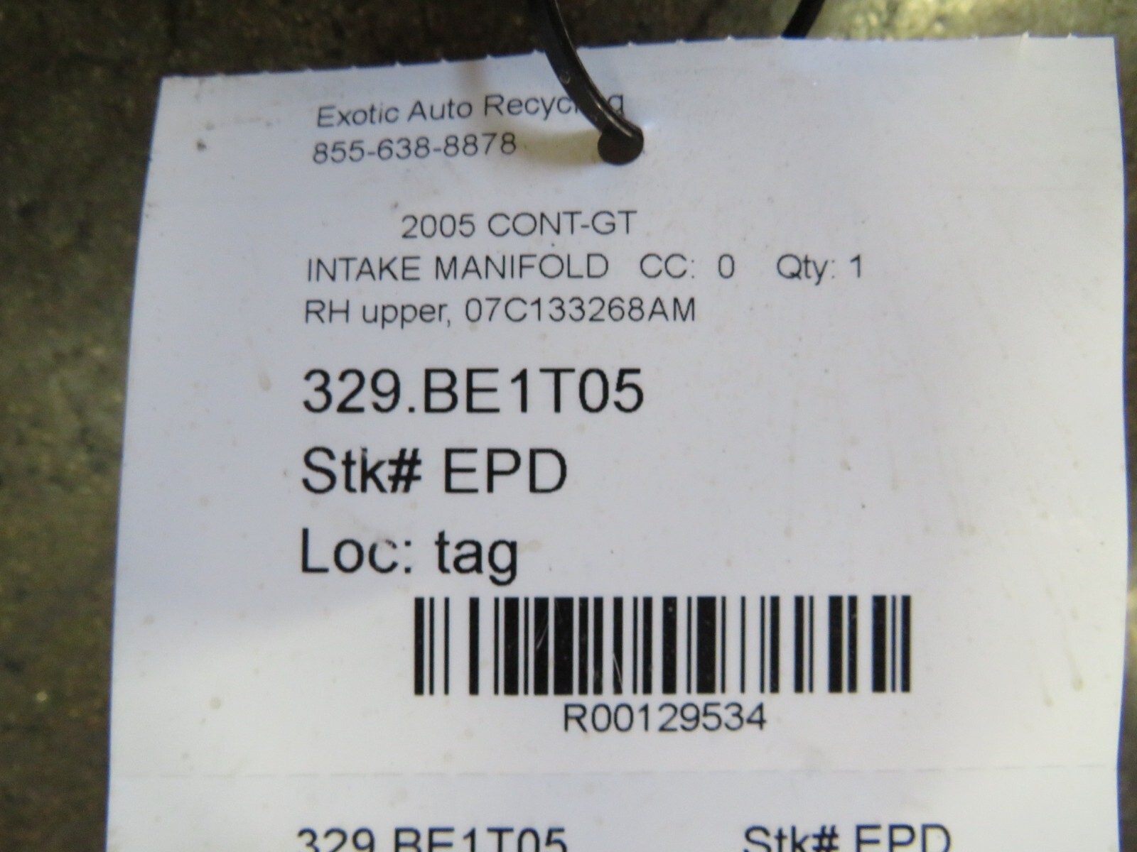 Bentley Continental GT, RH, Right, Upper Intake Manifold, Used