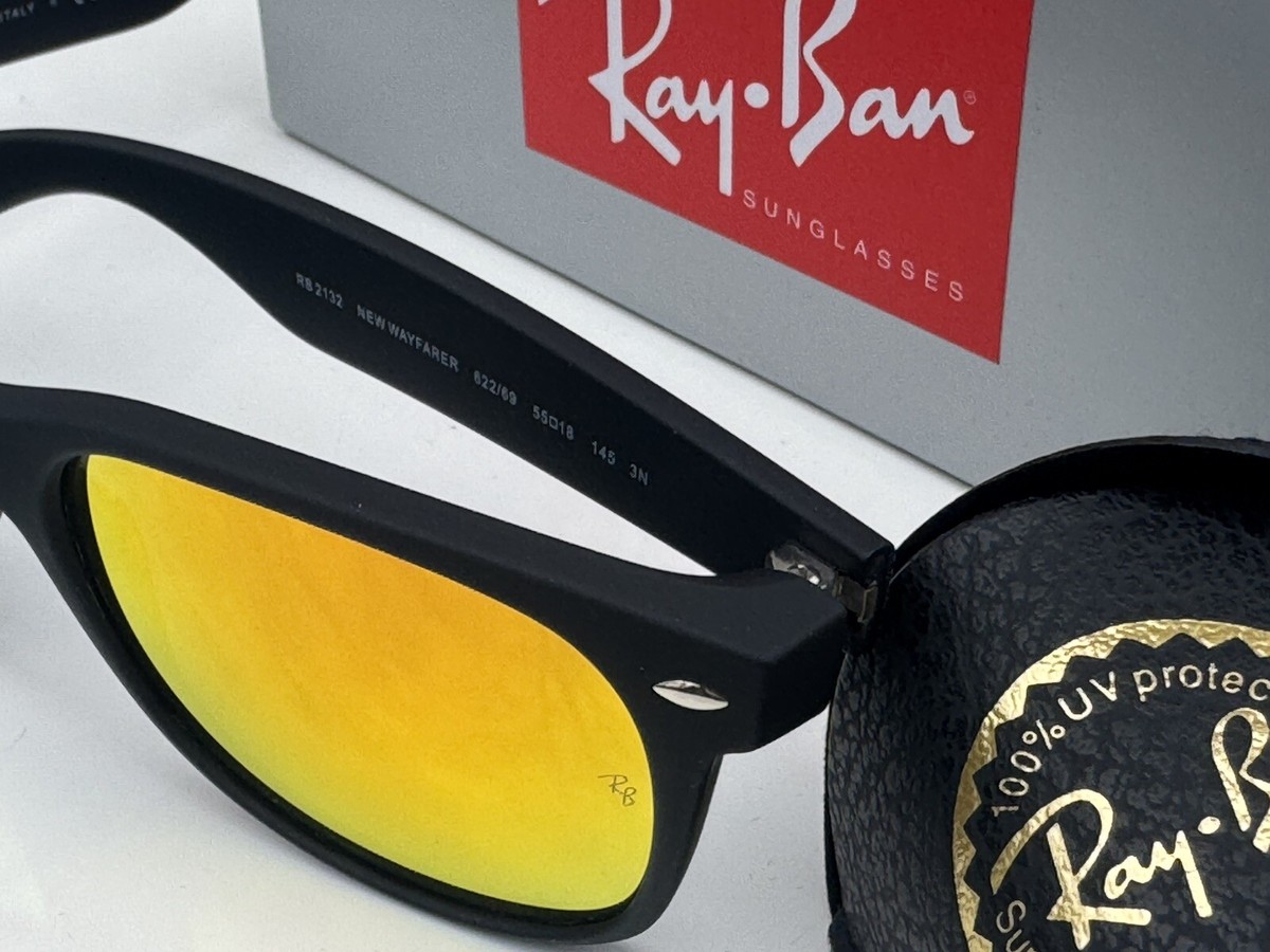 NEW Ray-Ban RB2132 NEW WAYFARER 622/69 3N Orange Mirror 55mm