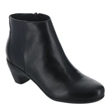 Easy Spirit Womens 10 M Black Leather Camira Block Heel Ankle Booties NIB IN2