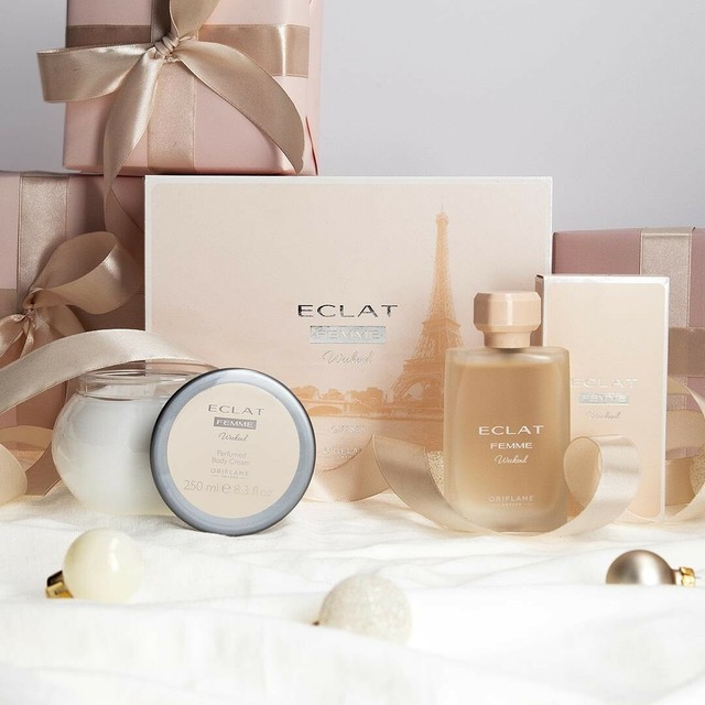 Oriflame Eclat Femme Weekend Boxed Gift Set * Perfume Body Cream Peach Freesia for sale online