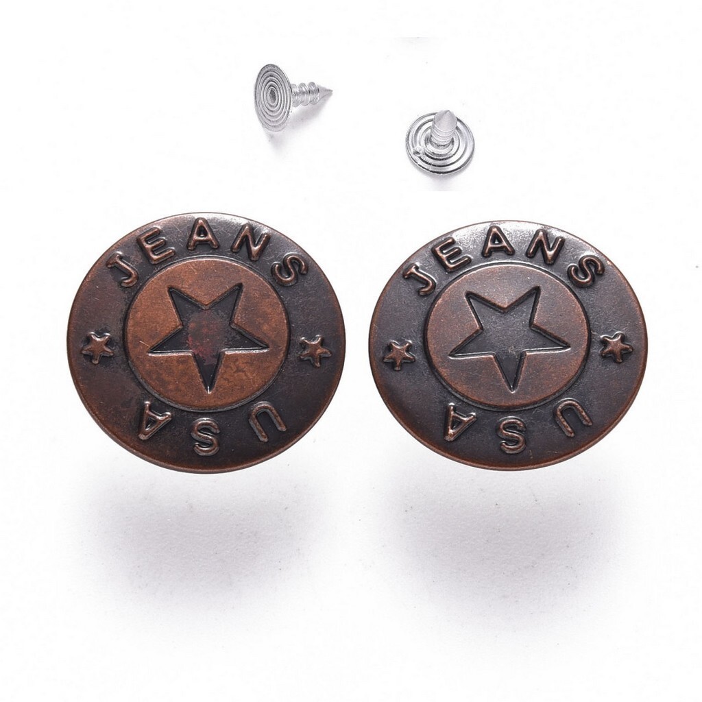 15 Boutons Pression Pour Jeans - Métal Cuivre, 17 Mm, Rond, Marron, Lot DIY