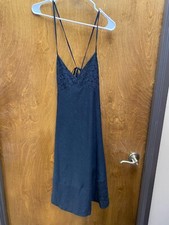 Women NWT "ZARA" black spaghetti strap dress w/ eyelet design Size Small