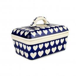 Butter Box Hearts 0010-0375JX Polish Pottery