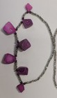 Pink Quarts Crystal Geode Rock and Metal Bead Necklace 18 i" with lock #116 — photo 3