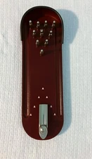 🔴 Bowling Desk Set Dark Wood Polished Stainess Steel Pins Tabletop Game Toys