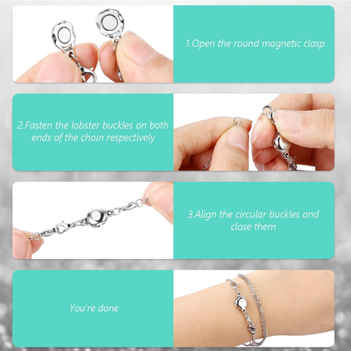 10 Pieces Silver Magnetic Necklace Clasp round Magnetic Jewelry Clasps for Neckl - Picture 5 of 12