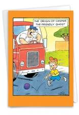 1 Funny Halloween Greeting Card - Origin Of Casper - Envelope Included, US-Made
