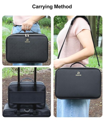 Relavel Travel Makeup Bag with LED Mirror,Portable Organizer with Dividers,Black - Picture 85 of 130