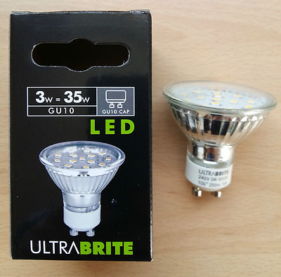3w = 35w LED GU10 Bulb Lamp 15,000hrs Instant Full Light Spot x 4 Bulbs ...
