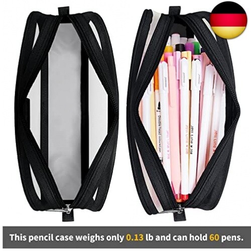 Durchsichtiges Federmäppchen Curry – Großes Etui Mit 2 Fächern Für Schule & Büro